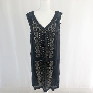French Connection Beaded Black Dress Size 8